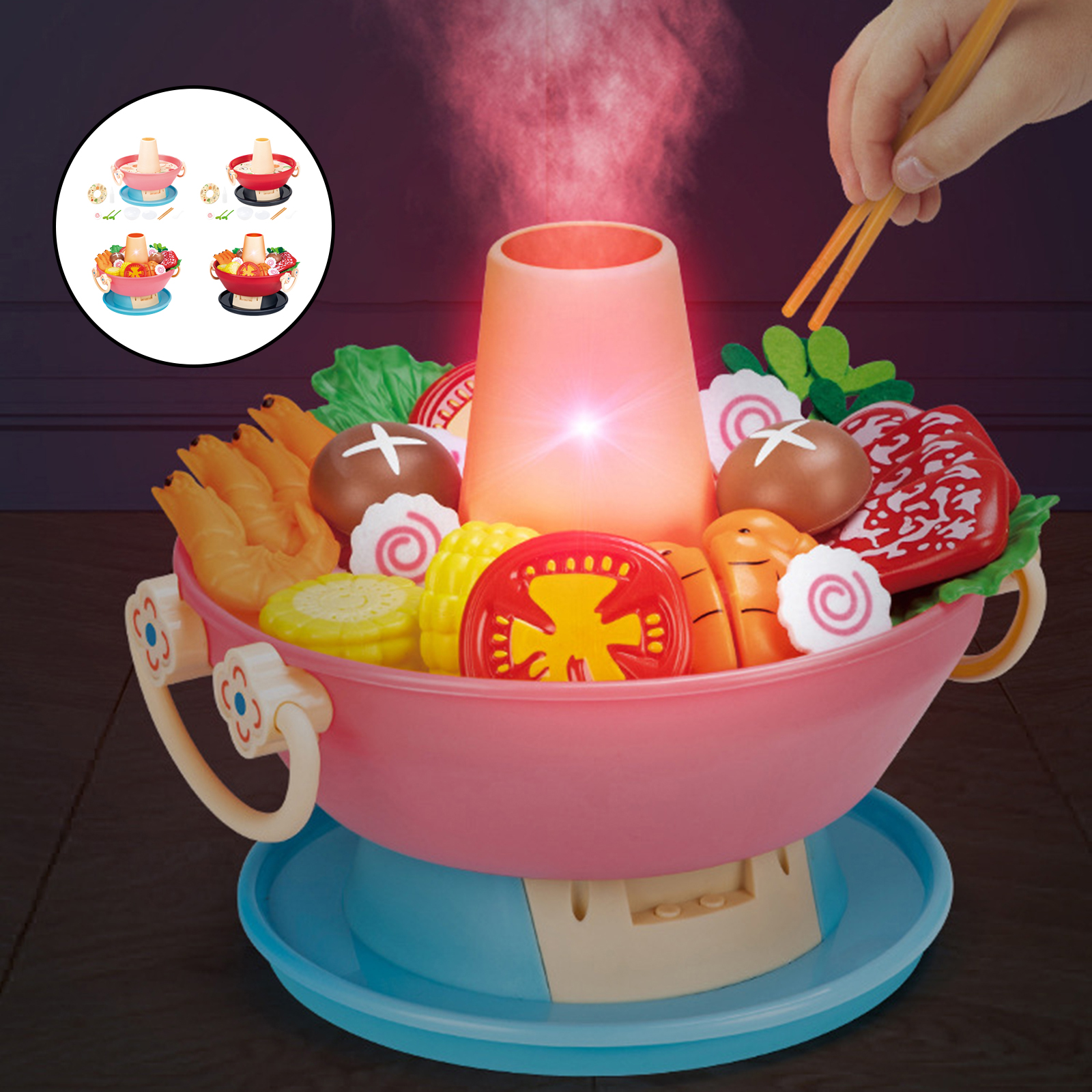 Kids Kitchen Playset Toy with Light Learning Cooking Skills Kitchen Utensils Cooking Toy for Kids 3+ Boys Girls Xmas Gifts
