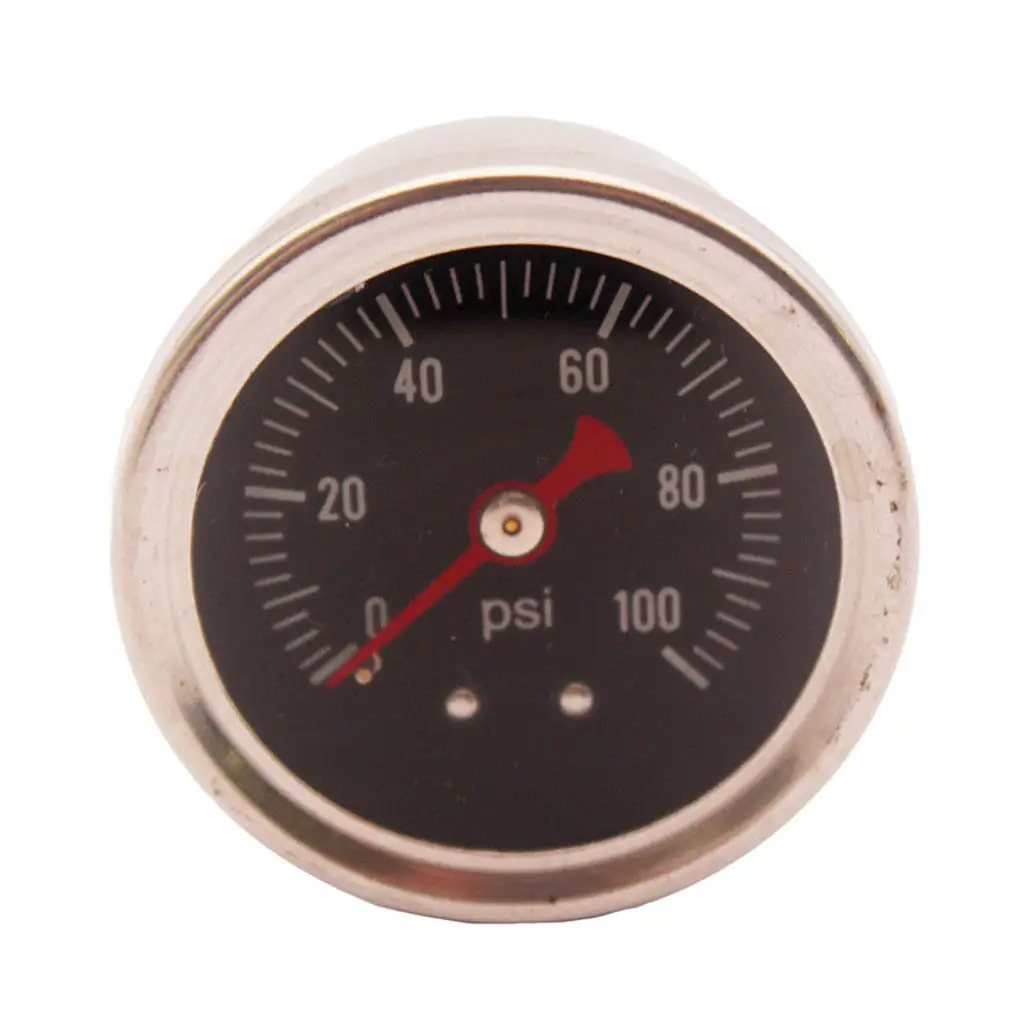 Fuel Pressure Regulator Gauge 0-100 Psi Bar Liquid Fill Chrome Fuel Oil Rail