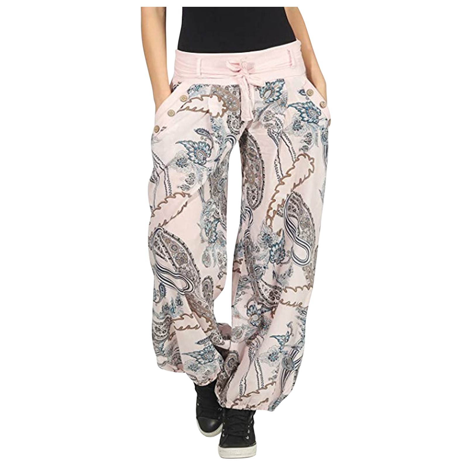 Pantalon De Sport Femme à Carreaux Jaunes - Tissu Polyester Confort, Taille élastique Avec Cordon, Poches Pratiques