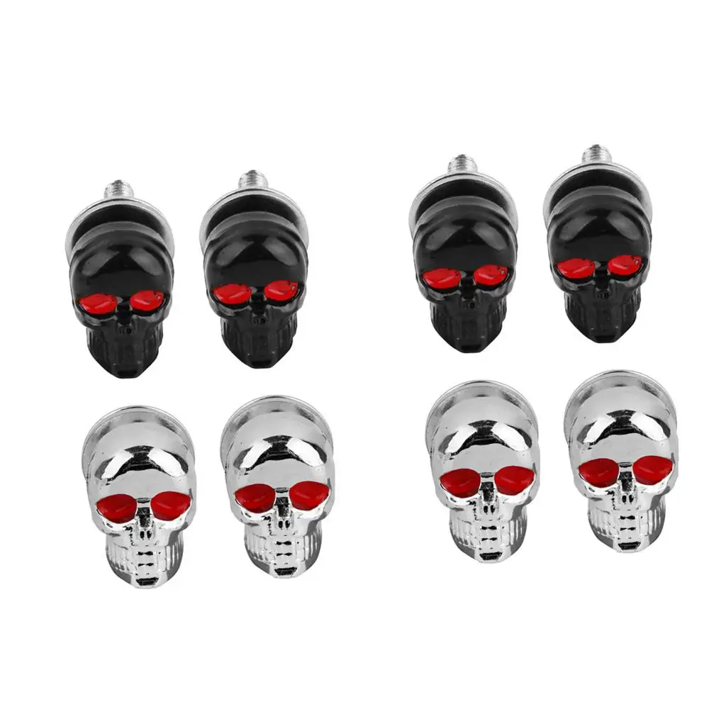 8pcs Motorcycle Motorbike Skull Head License Plate Frame  Screw Fastener