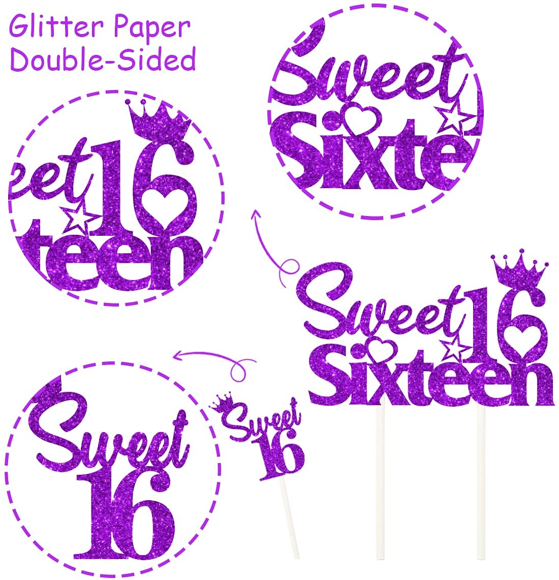 pacote aniversário bolo decorações doce dezesseis bolo topper feliz aniversário doce cupcake toppers para meninos meninas