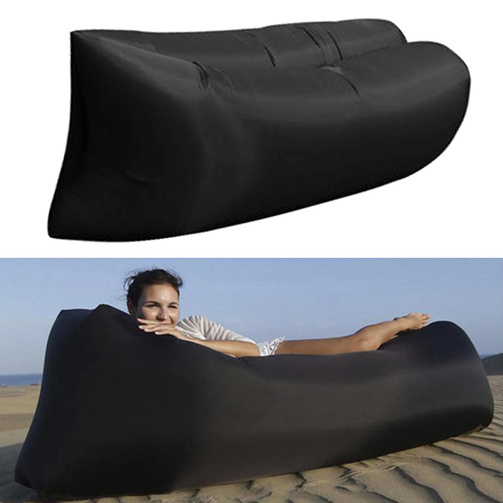 Adult Kid Outdoor Inflatable Sofa Air Bed Lounger Sleeping Bag Camping Beach Bag