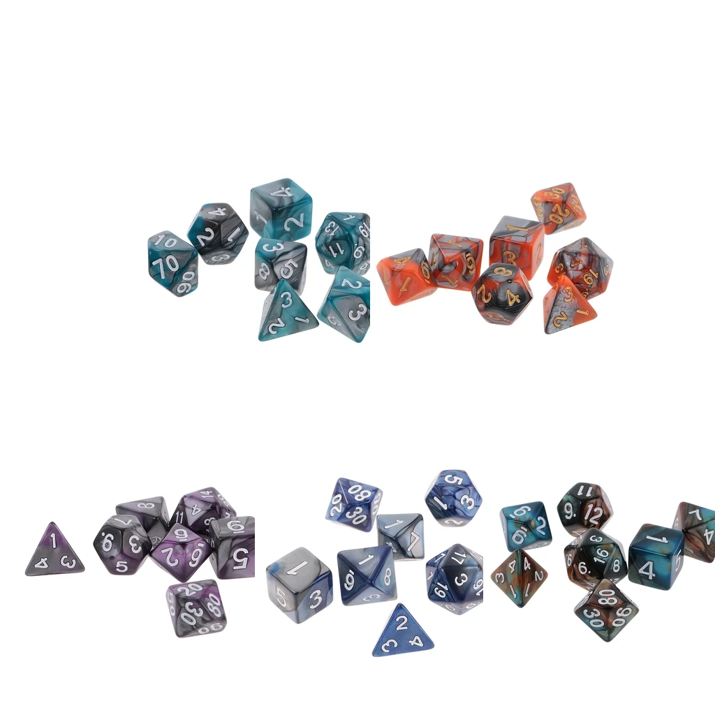 High Quality 7PCS Acrylic Two Colors Polyhedral Dice 16mm for D&D Table Game Family Pub Club Drinking Game Gift