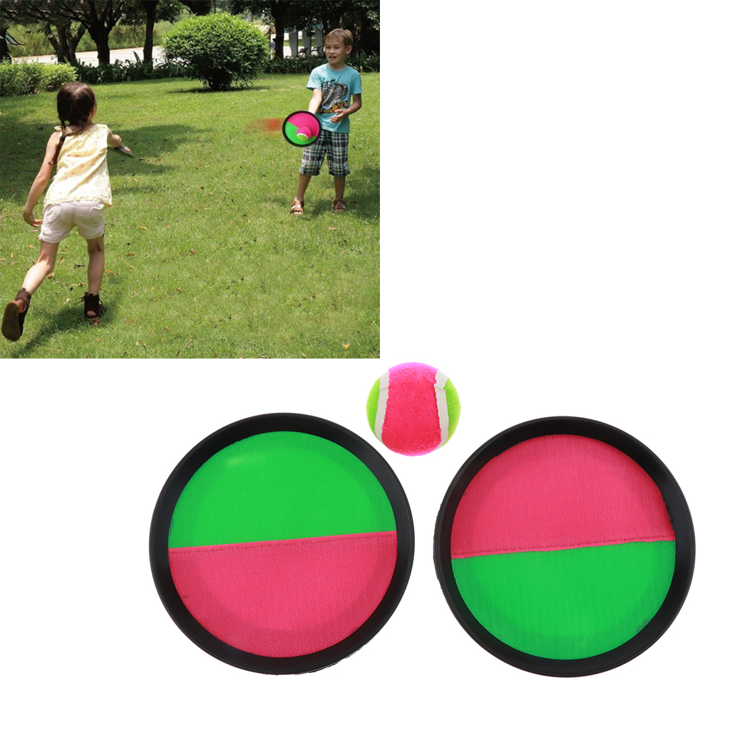 Toss & Catch Ball Game Set with 2 Disc Paddles and 1 Ball, Both great for Indoor or Outdoor Playing - Pink and Green