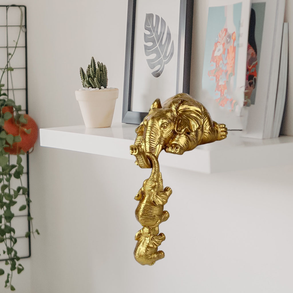 Cute Elephant Family Elephant Figurine Collectible Creative Decorative Animal Statue Tabletop Sculpture Shelf Decor