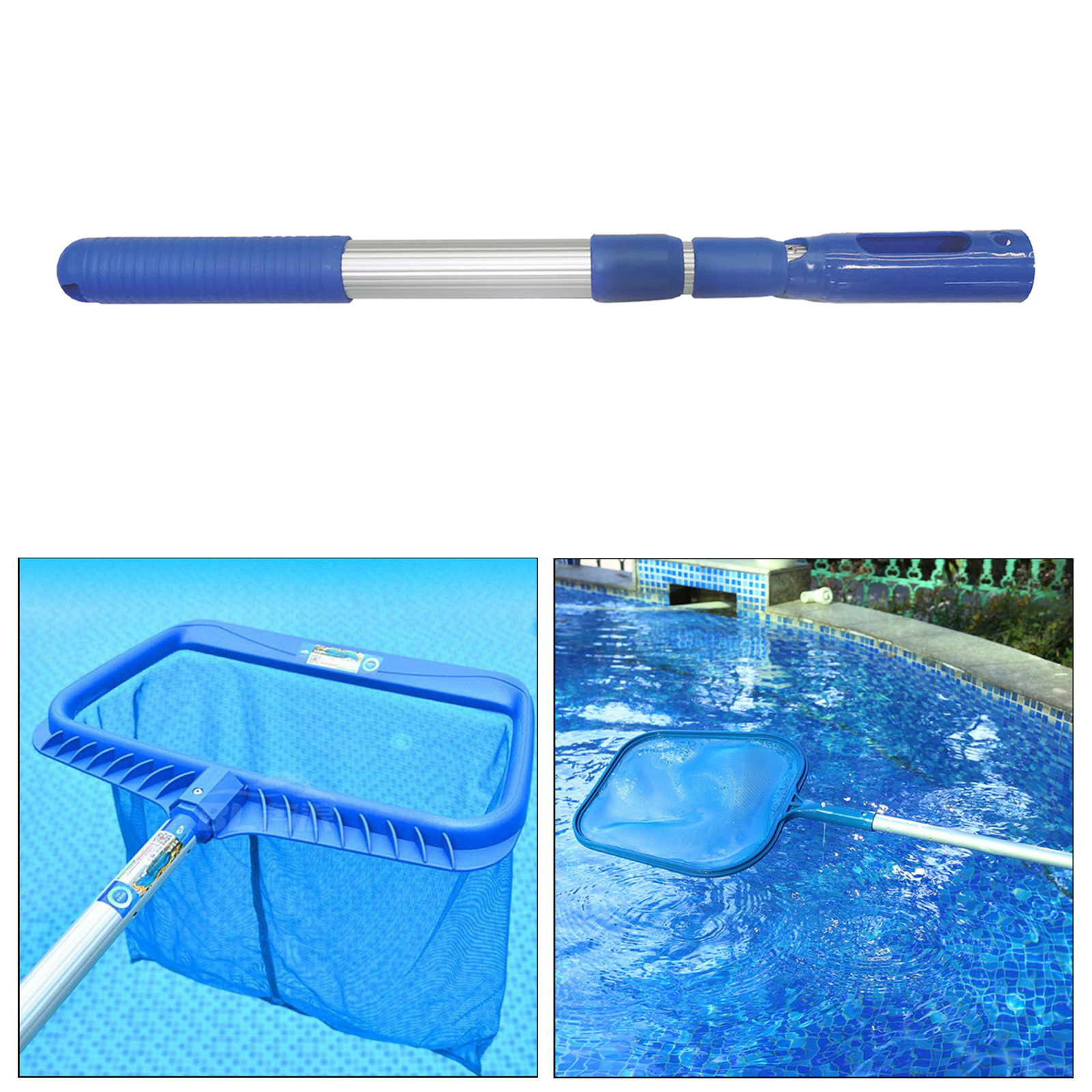 3-Stage 90cm Universal Aluminum Alloy Swimming Pool Telescopic Pole, Strong Grip & Lock, Ribbed Finish