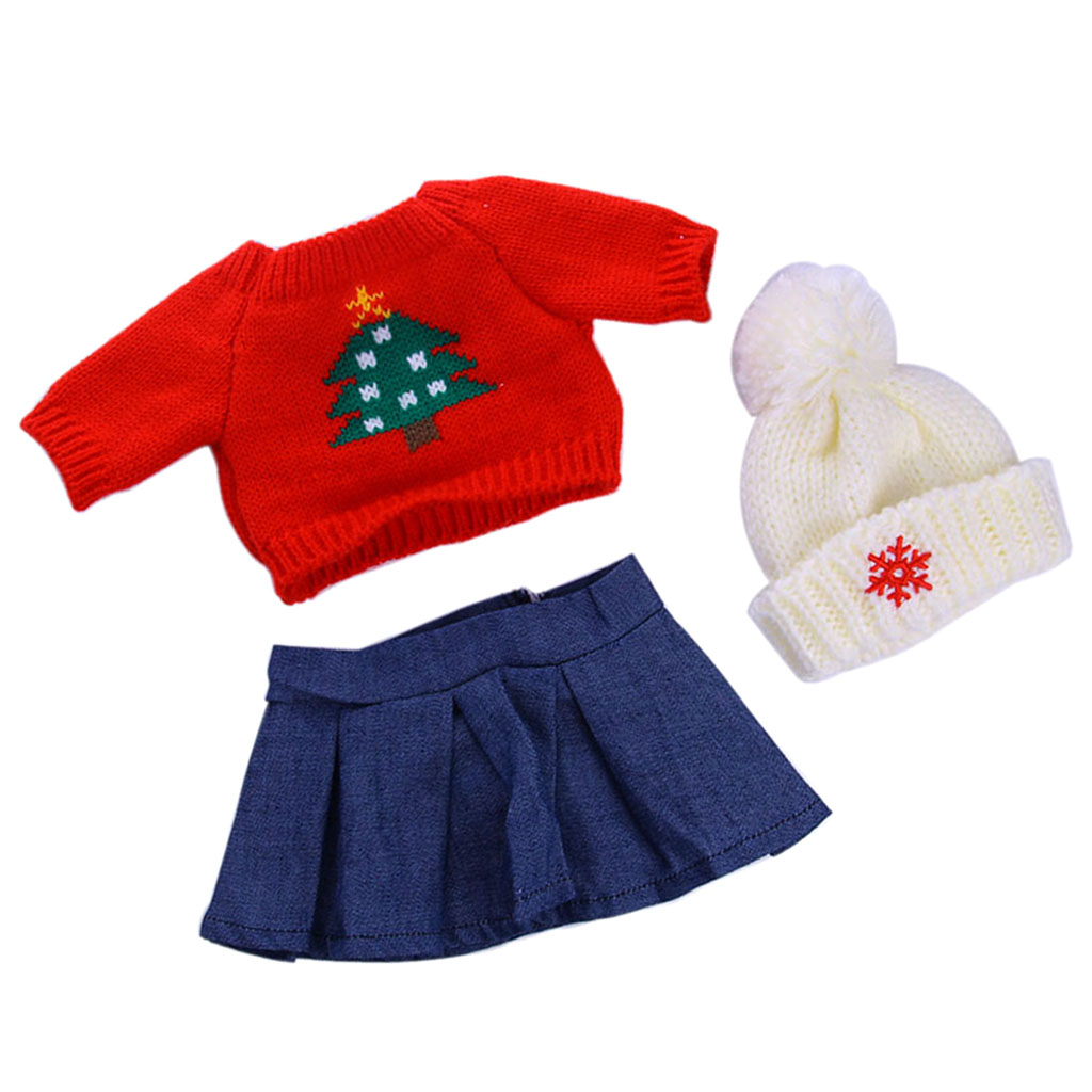 Prettyia   Doll   Red   Sweater   and   Dress   Set   For   AG   American   Doll
