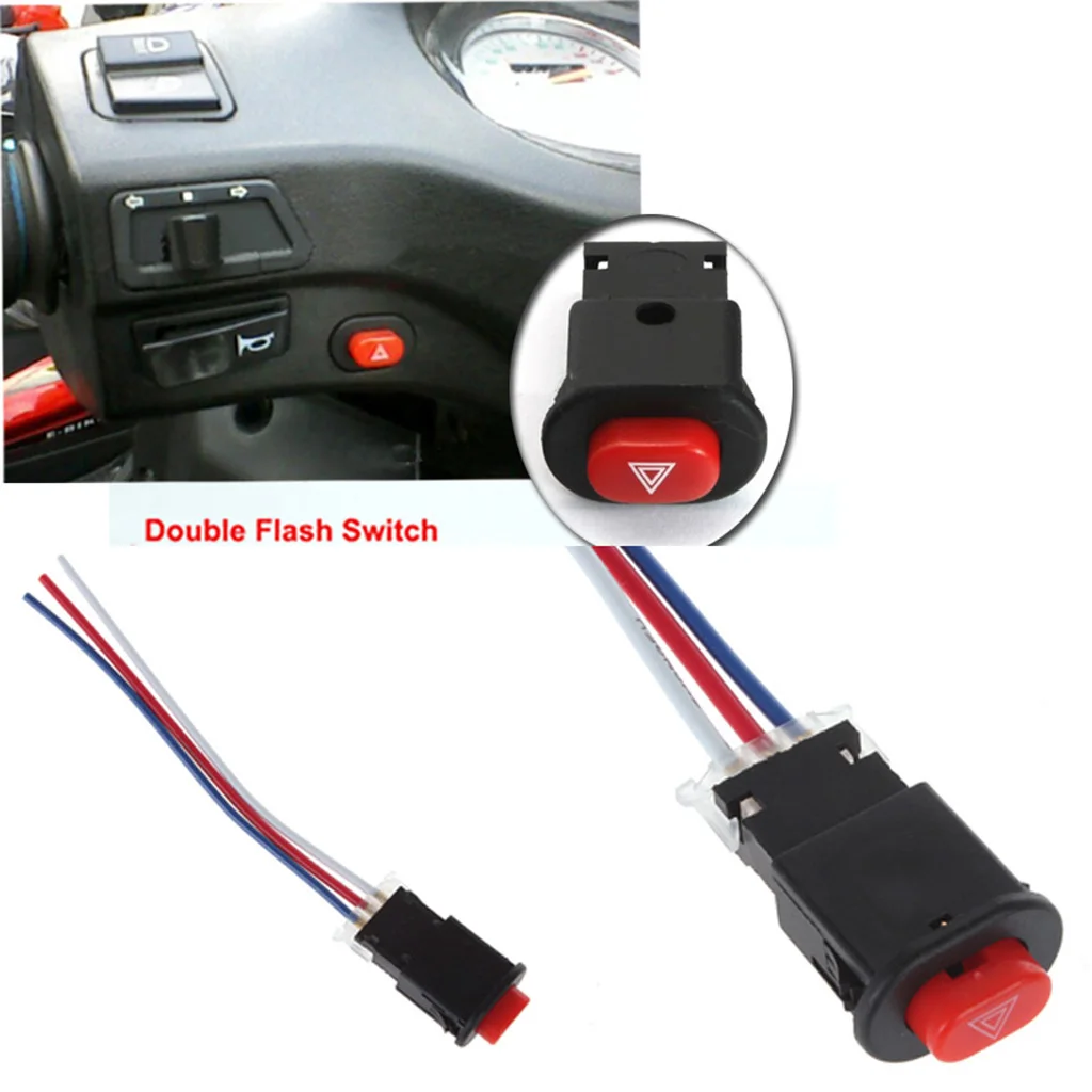 Double Flash Flasher Emergency Lamp Button Switch 3 Wires Lock 12V ~ 24V 5A