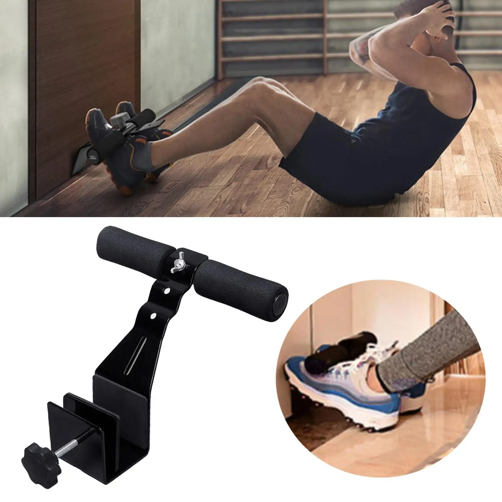 Adjustable Portable Black Sit up Bar Doorway Equipment for Gym Workout Home