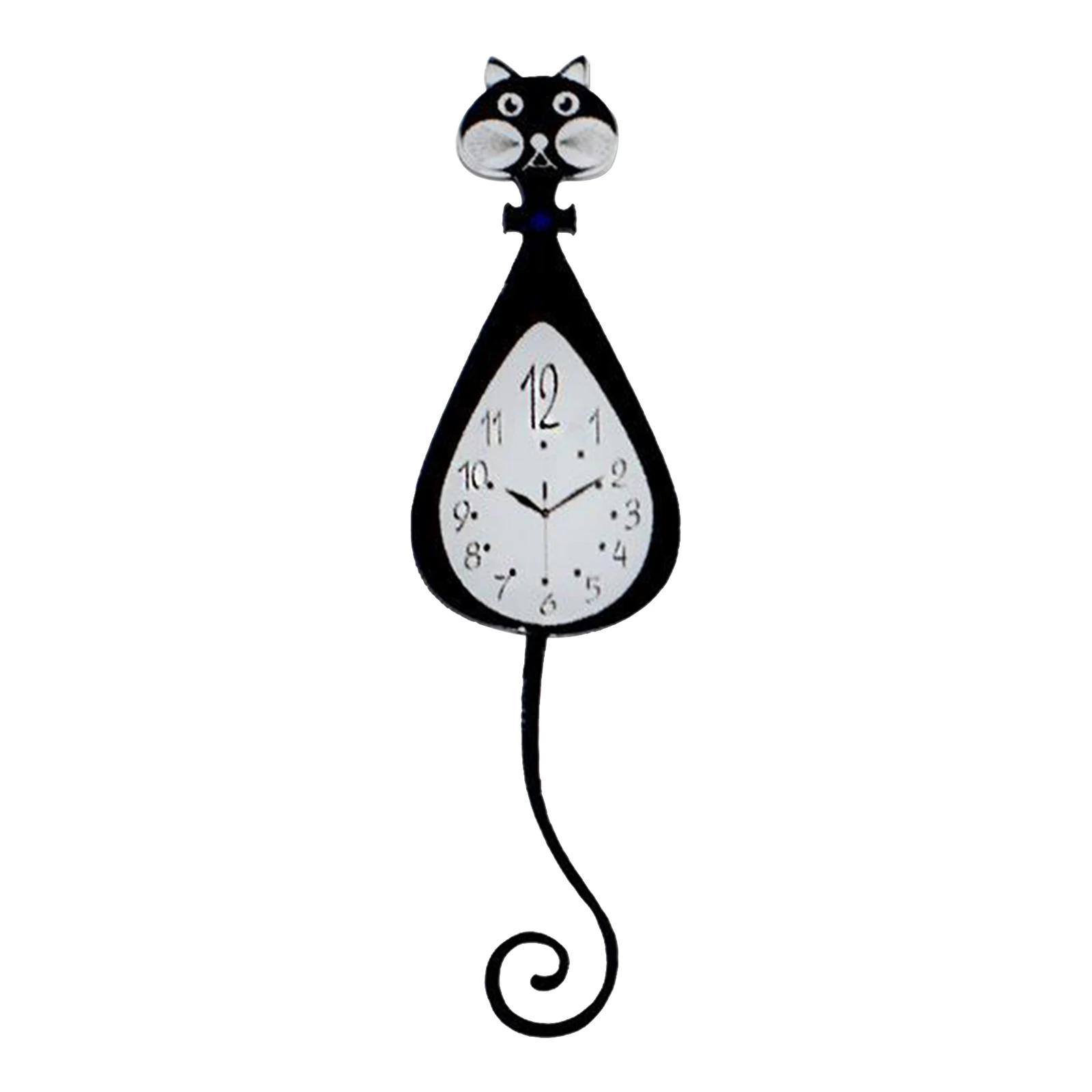 1pc 1:12 1:6 Scale Dollhouse Miniature Black Cat Clock Wall Clock Decor