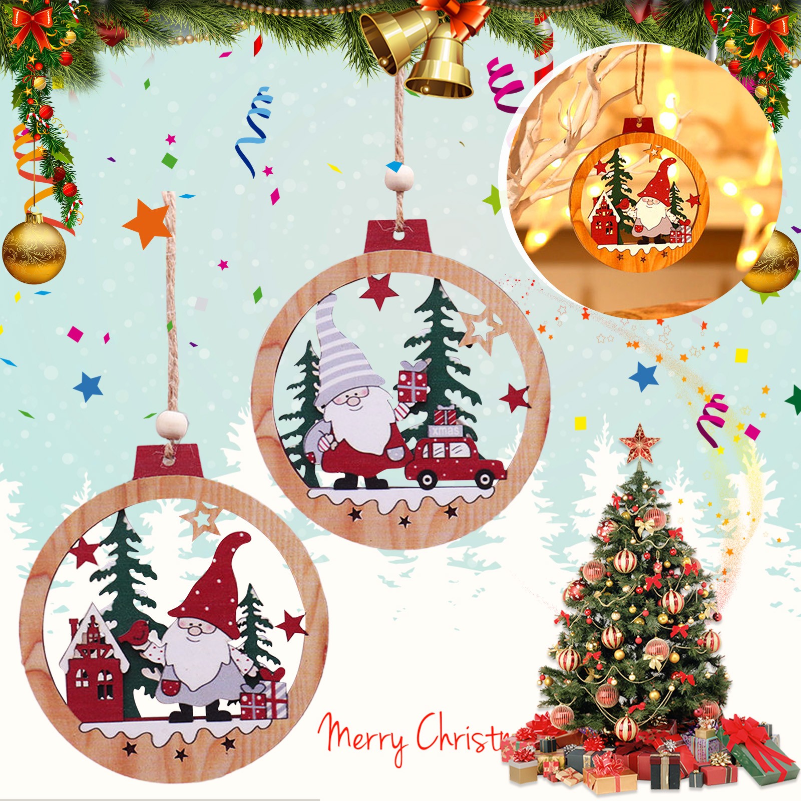 1Pc Новый Год 2022 Christmas Decoration Mini Garland Pendant Christmas Tree Listing Decoration Navidad Home Decor Для Дома Kerst|Pendant & Drop Ornaments| - Aliexpress