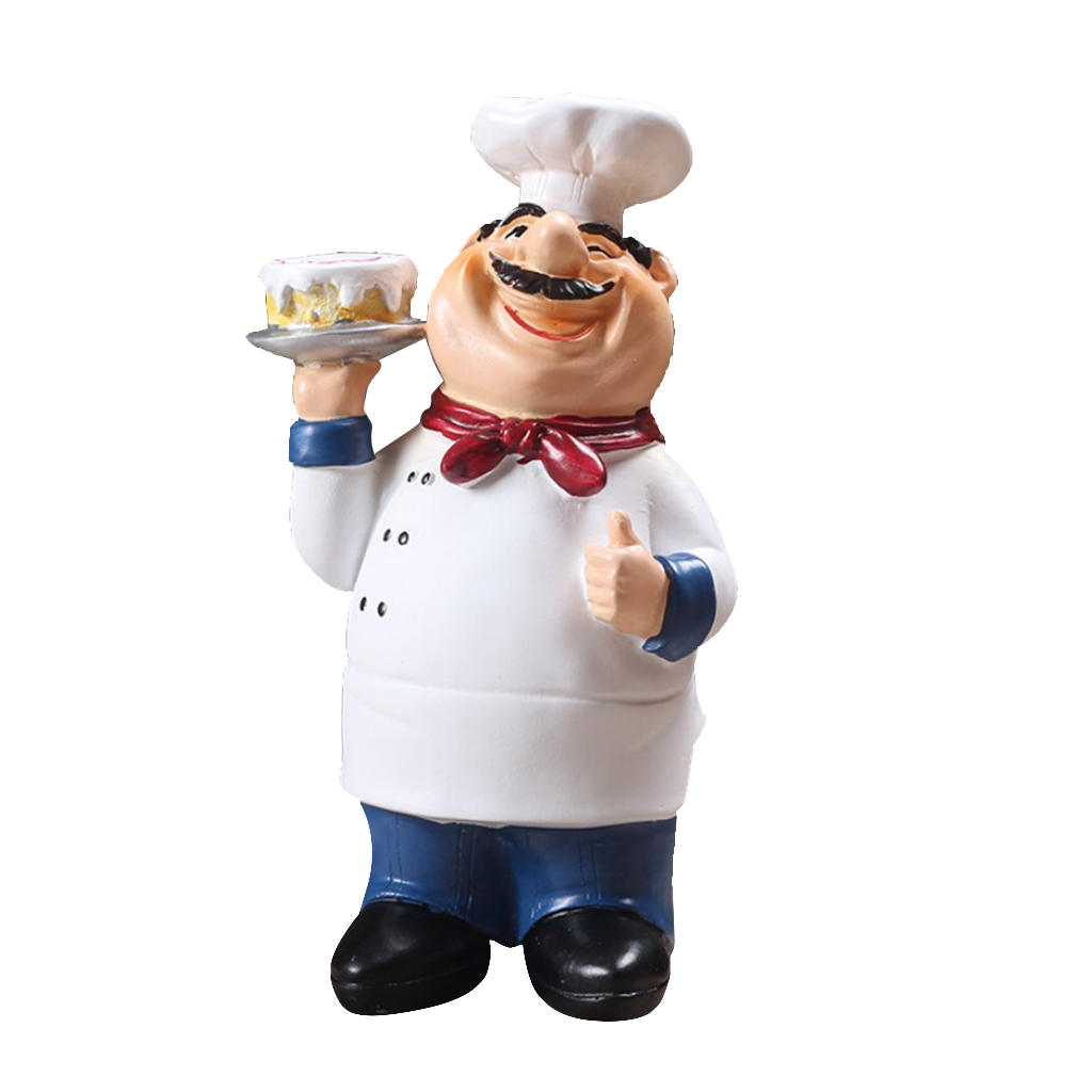 Cute Chef Restaurant Figurines Mini Statue Ornaments Welcome Board Table Decoration Kitchen Cook Café Bar Ornament