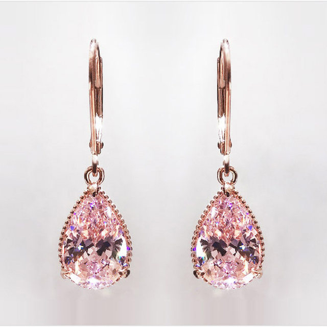 Rose Gold Drop Earrings Women | Rose Gold Wedding Earrings | Rose