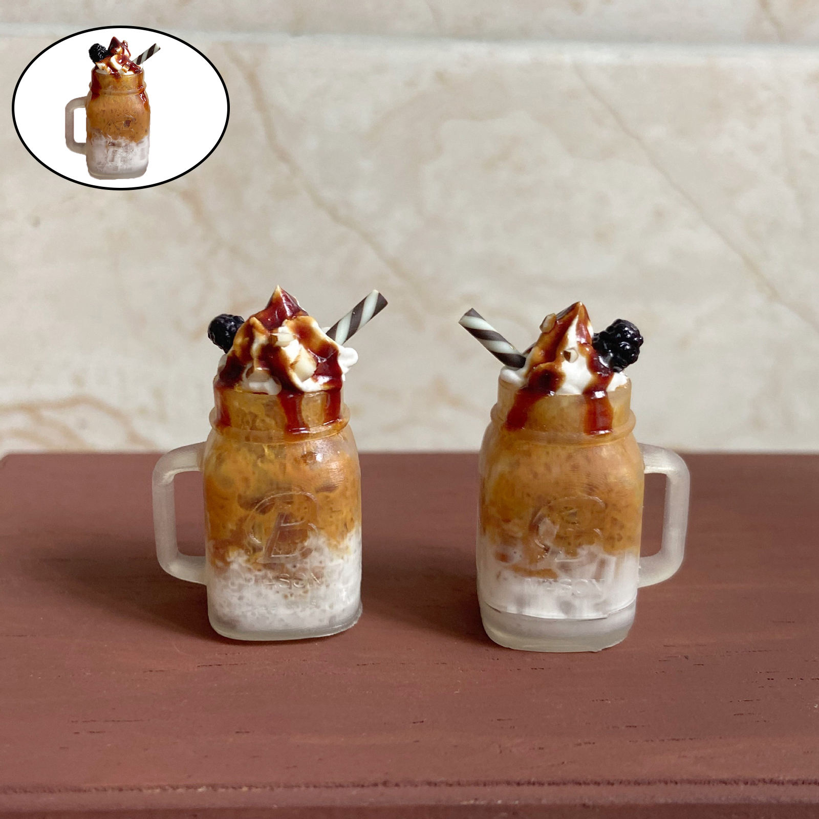 Dollhouse Mini Coffee Bottle Handcrafted Mini Caramel Macchiato Drink Decoration for Children Pretend Kitchen Play Cooking Game