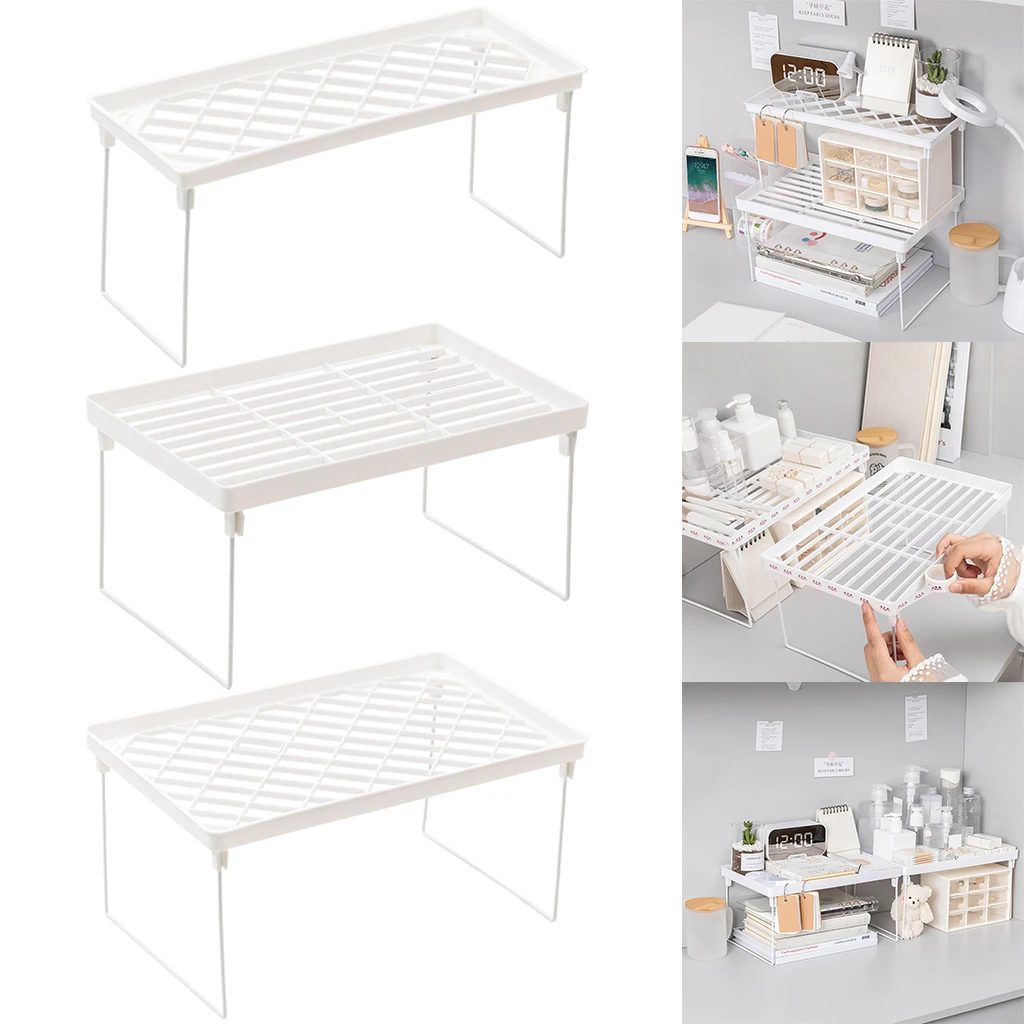 Foldable Bathroom Organizer Kitchen Storage Rack Fruit Shelf Closet Divider Space Saving Tableware Drying