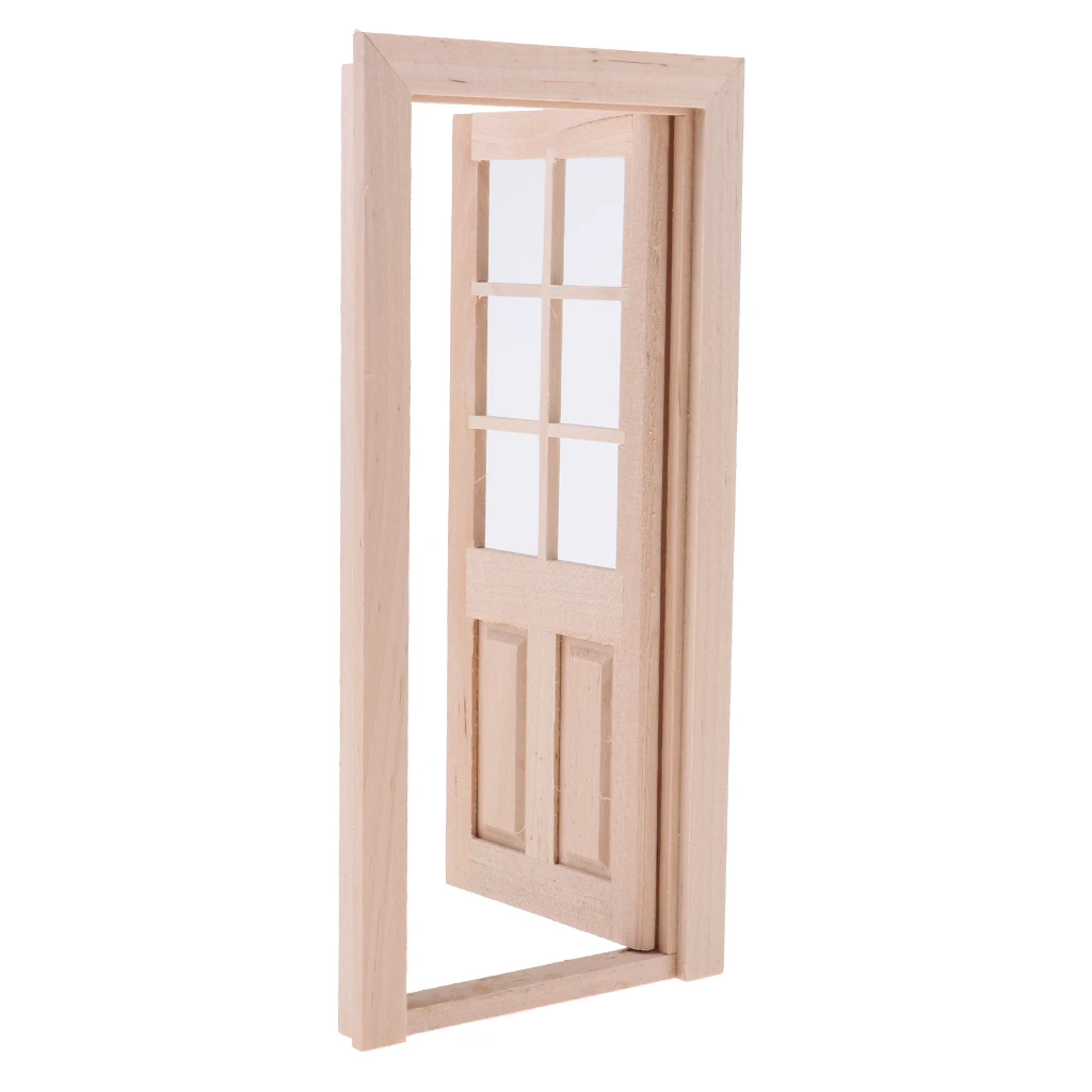 Prettyia 1/12 Wooden External 8-Pane Door for Dolls House DIY Accessories