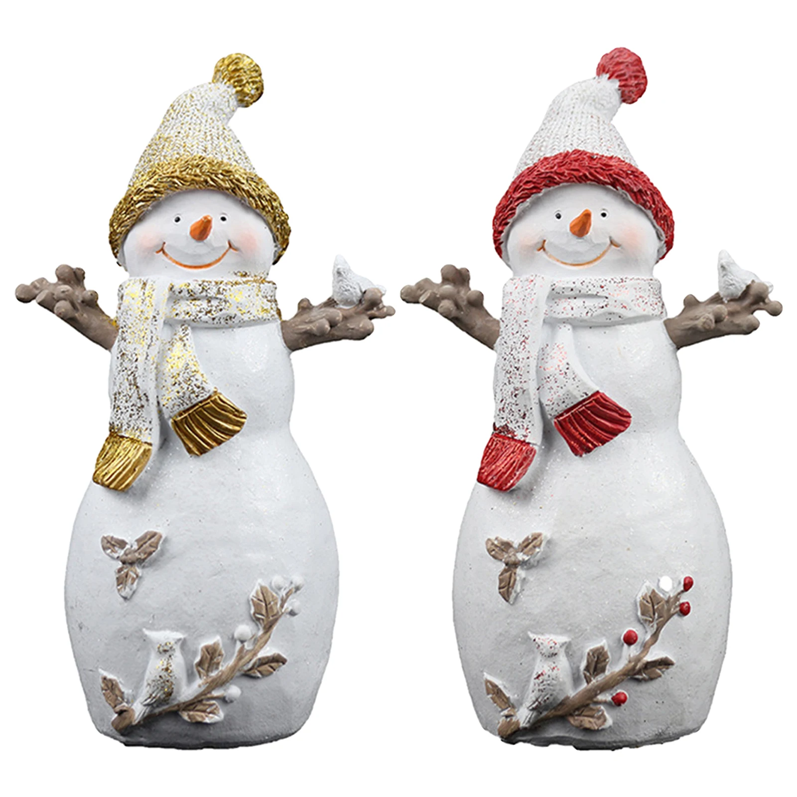 Hand-Painted Resin Snowman Figurine Desktop Ornaments Statue Wedding Birthday Gifts for Christmas Men Women Home Office