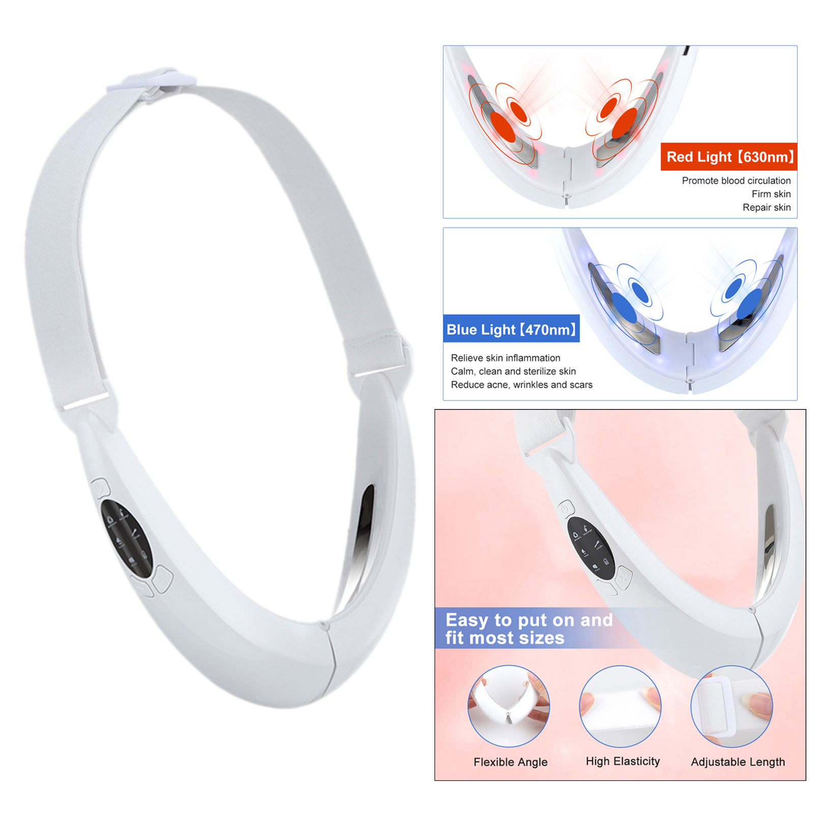 Rechargeable V Face Shaping Massager Firming Slim Red Blu-Ray Beauty Device, Shaping the Perfect V Line Chin 