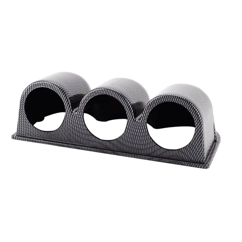 Car Carbon Fiber Look  3 Hole Triple Gauge Meter Mount Holder Pod 52mm