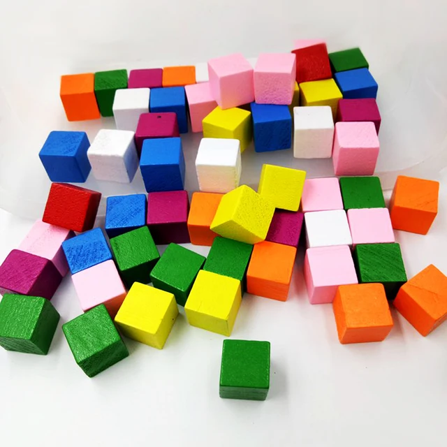100pcs / lotto Cubetti di legno Cubi quadrati non finiti Blocchi