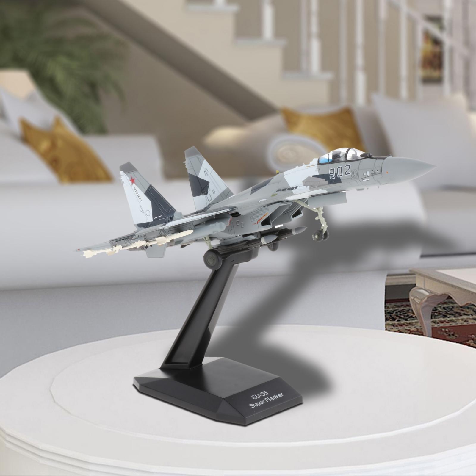 1/100 Scale Sukhoi Su-35 Fighter Helicopter Alloy Army Model Plane w/ Dispaly Stand Decoration