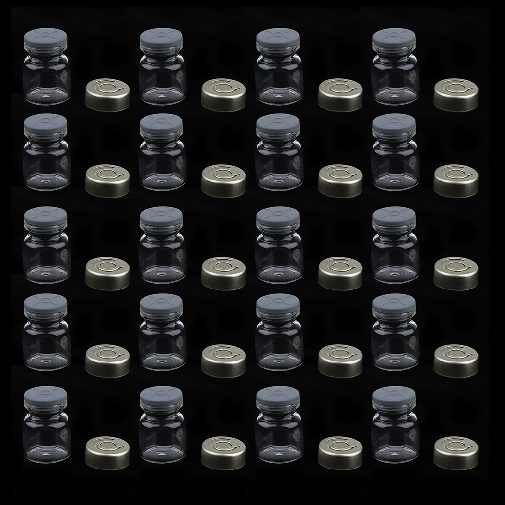 20Pcs Empty Sealed Sterile Serum Clear Glass Vials with Aluminum Septa Seal