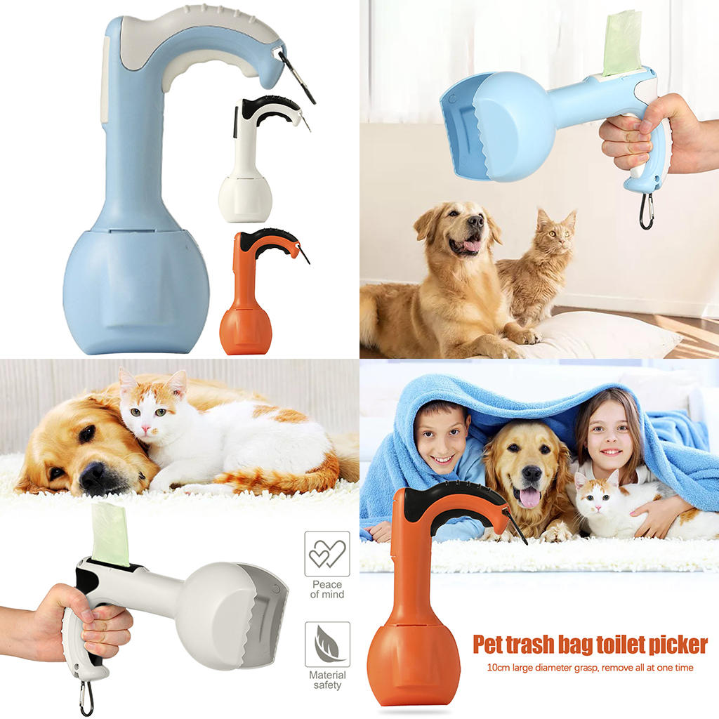 Pet Pooper Scooper ABS Material Trash Bag Tough Grabber Picker Excrement Collector Tipper for Birthday Gravel Gift Lawn Outdoor