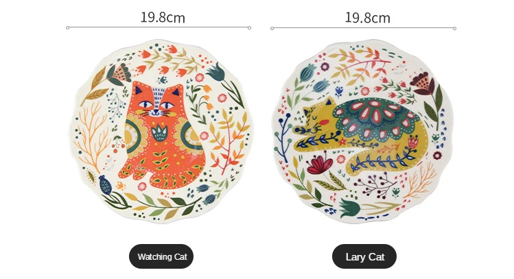 dinner ceramic cat plates