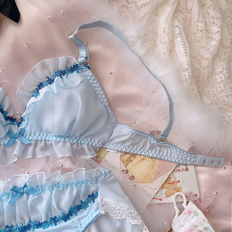 Japanischen Unterwäsche Set Lolita Bh und Panty Fee Süße Spitze Blütenblatt Sexy Dünne Reine Desire Draht Freies Dreieck Tasse Bh set Mädchen – Detail 5