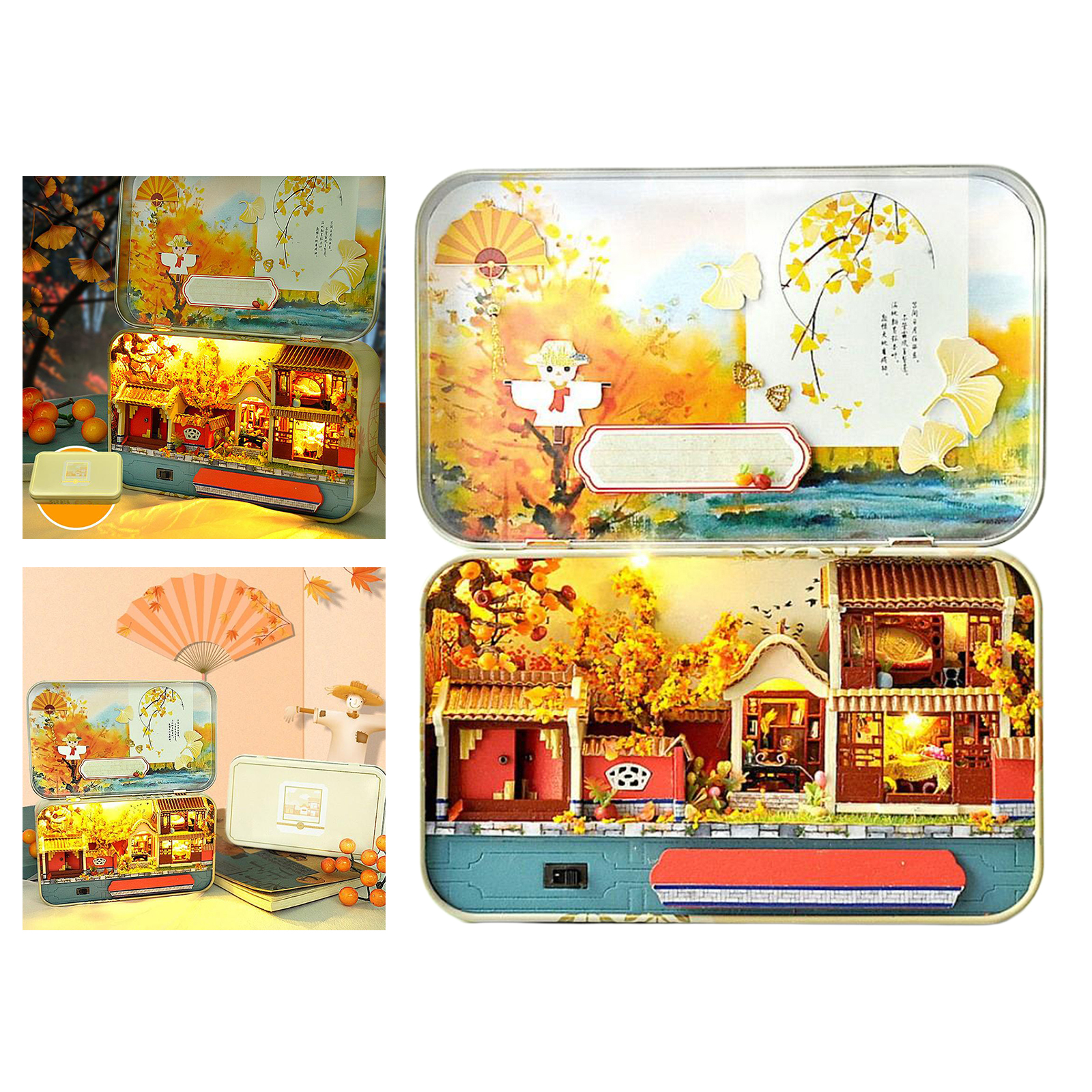 DIY Theatre Dollhouse Creative Autumn Maple Cottage Puzzles Kit Box Gift