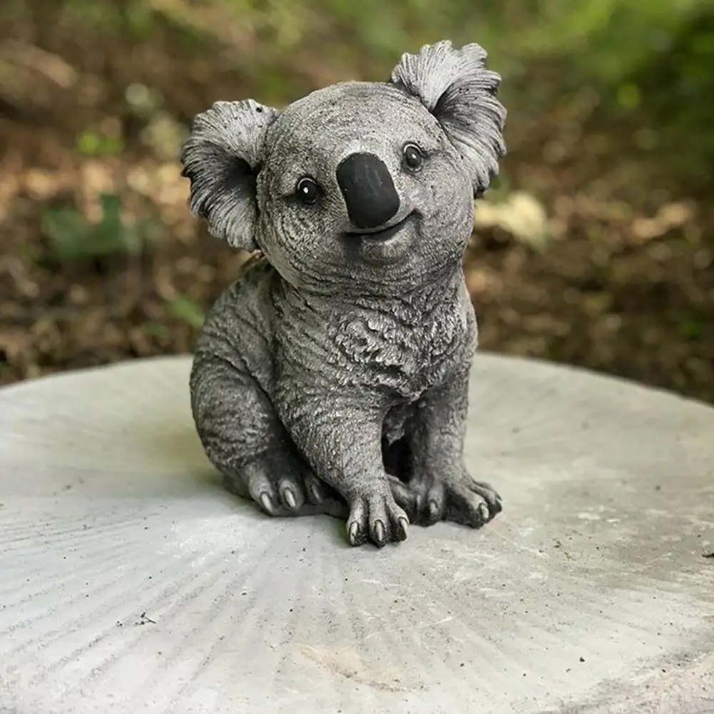 01 WYANG Miniature Koala Animal Model Toy Figurine Indoor Outdoor Home Garden Decor Ornament Grigio 