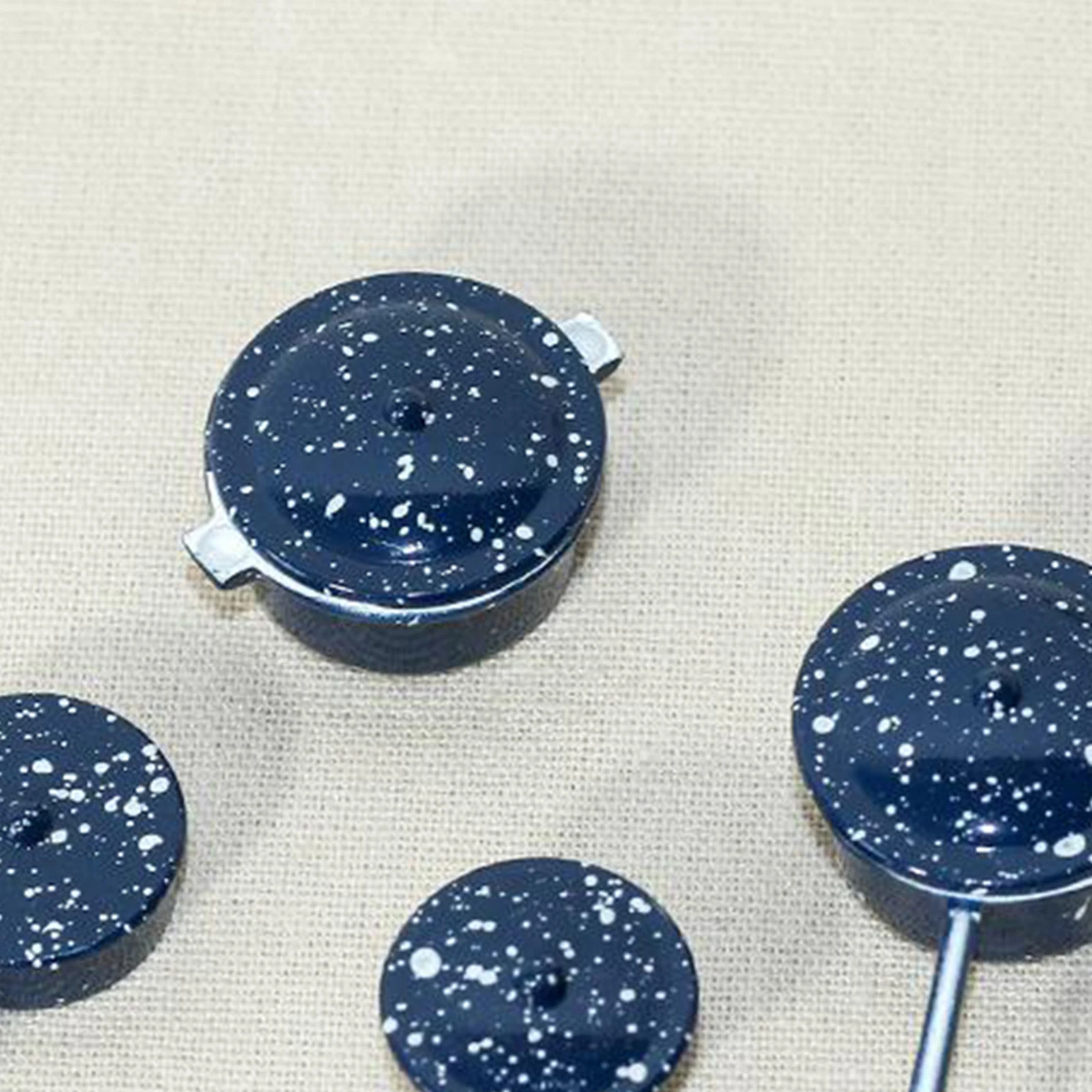 Set of 4 1:12 Dollhouse Miniature Frying Pans Set Kitchen Cookware Toy Blue