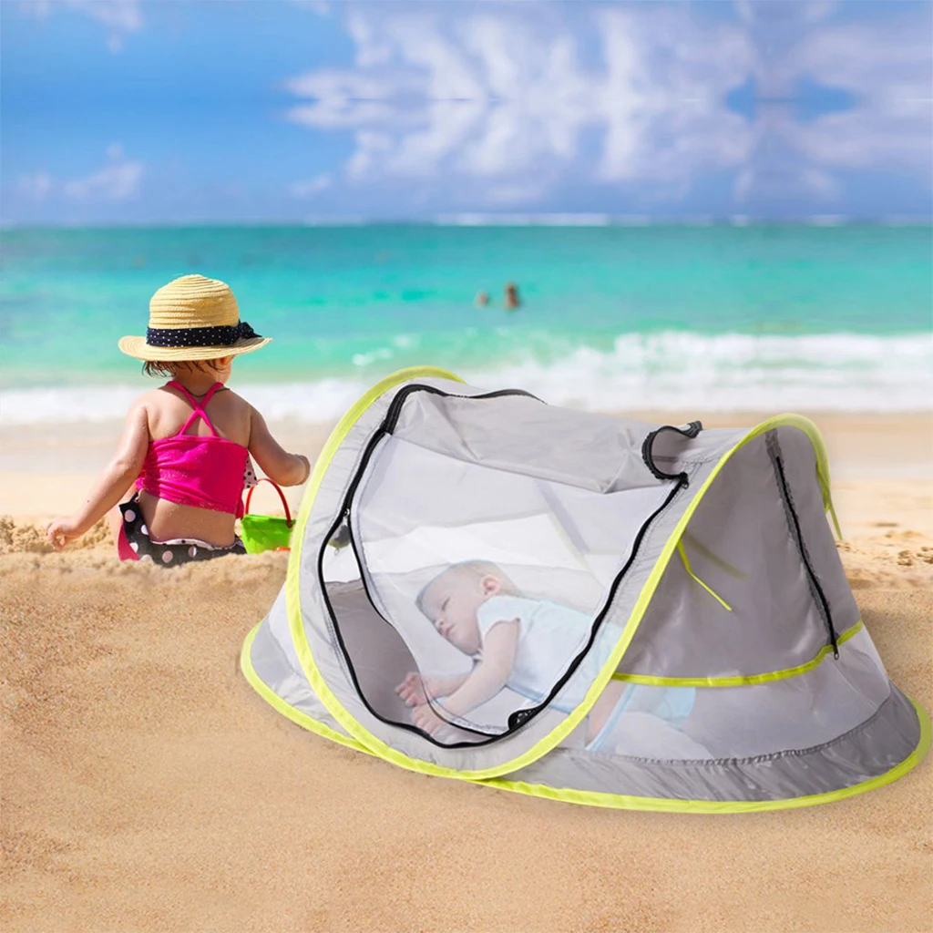 Summer Foldable UV Protection Beach Tent Breathable Zippers Playhouse Beach