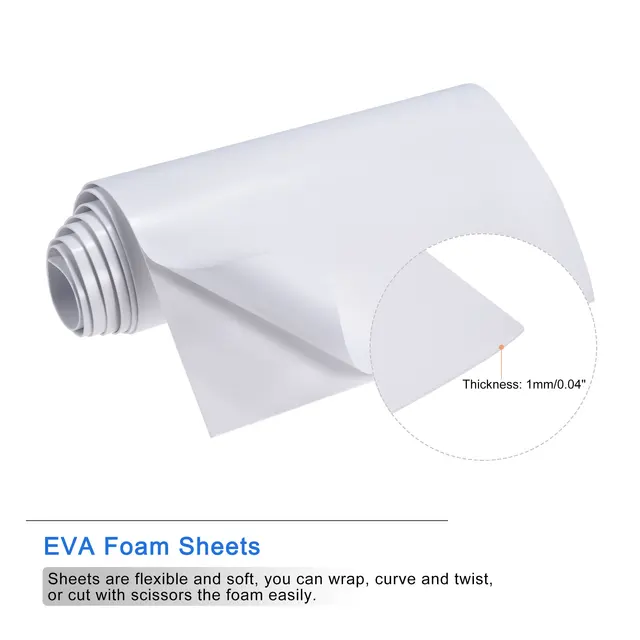 1mm Thick EVA Foam Sheets Roll Spone Foam Craft EVA Sheets White Self  Adhesive Back DIY Handmade Making Material 6.56ft x11.8Inc