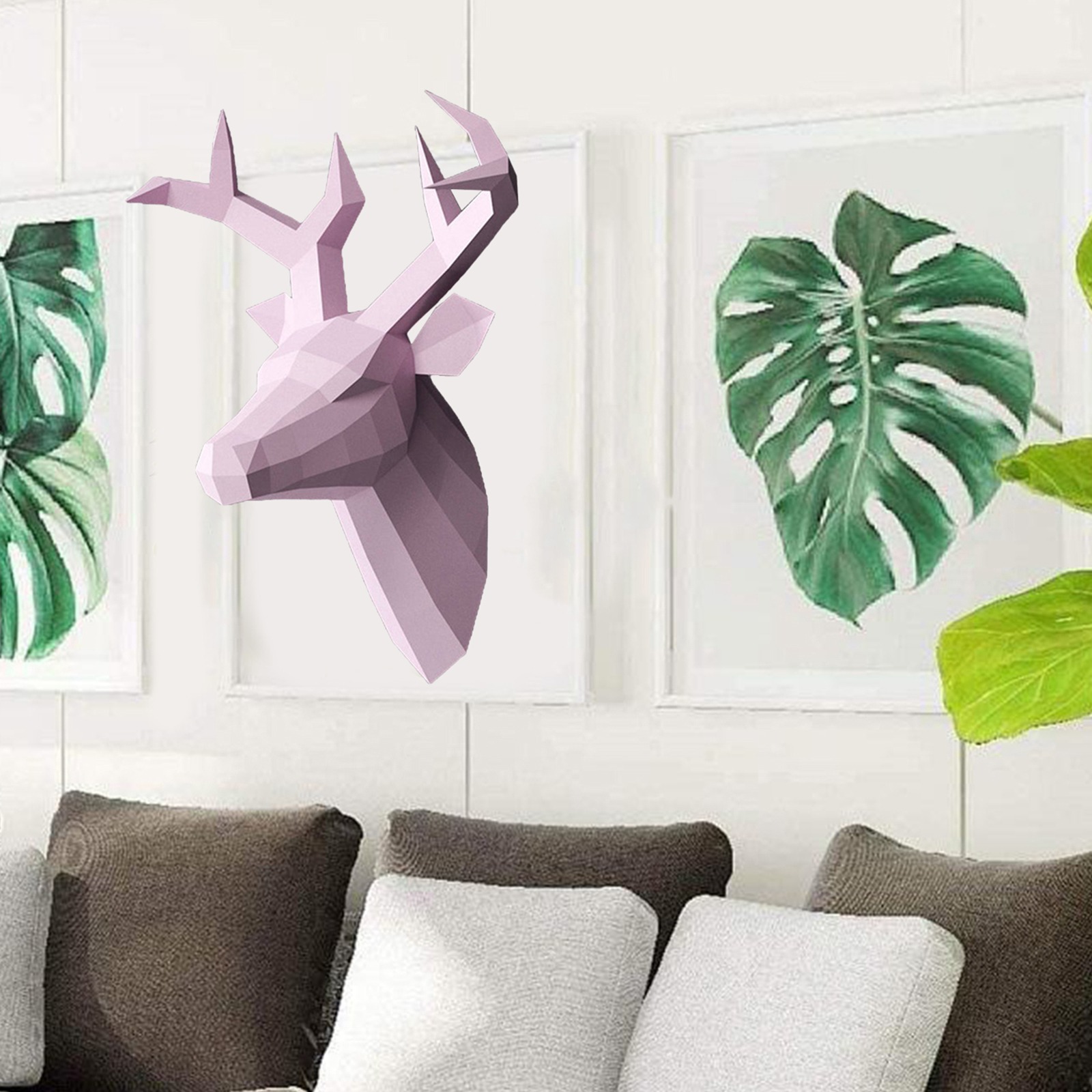 Wall Art Sculpture Deer Head Wall Decor Paper Sculpture Kit Decoration Antlers Papercraft Animal Trophy