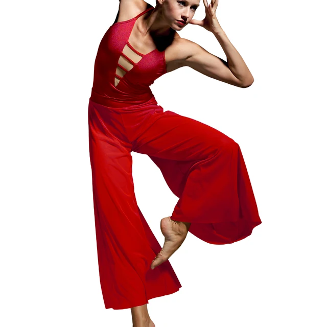 MiDee Mesh Wide Leg Pants Women Modern Ballet Dance High Waist