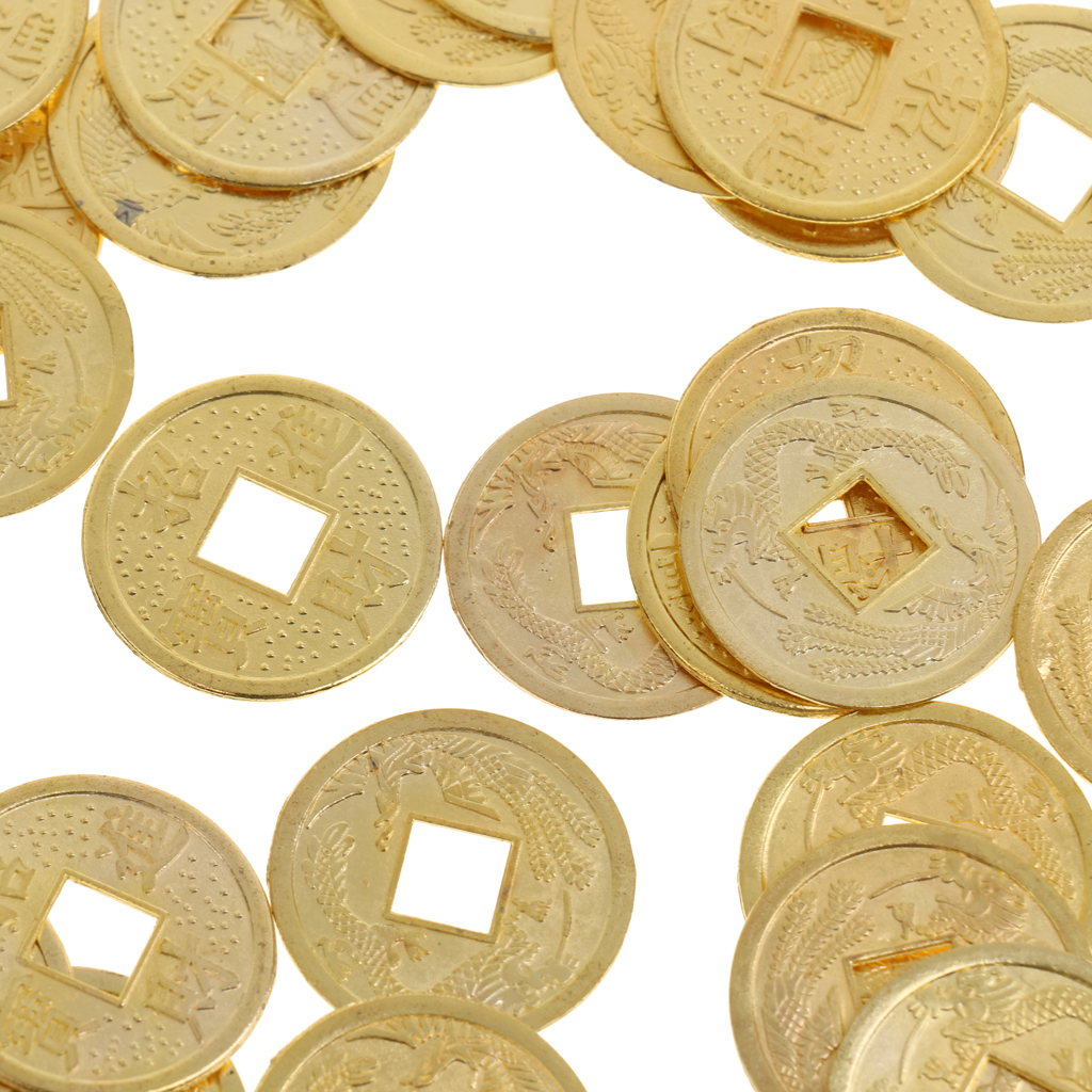 50pcs Feng Shui Coins 0.9'' Lucky Coin I Ching Money for Wealth Health