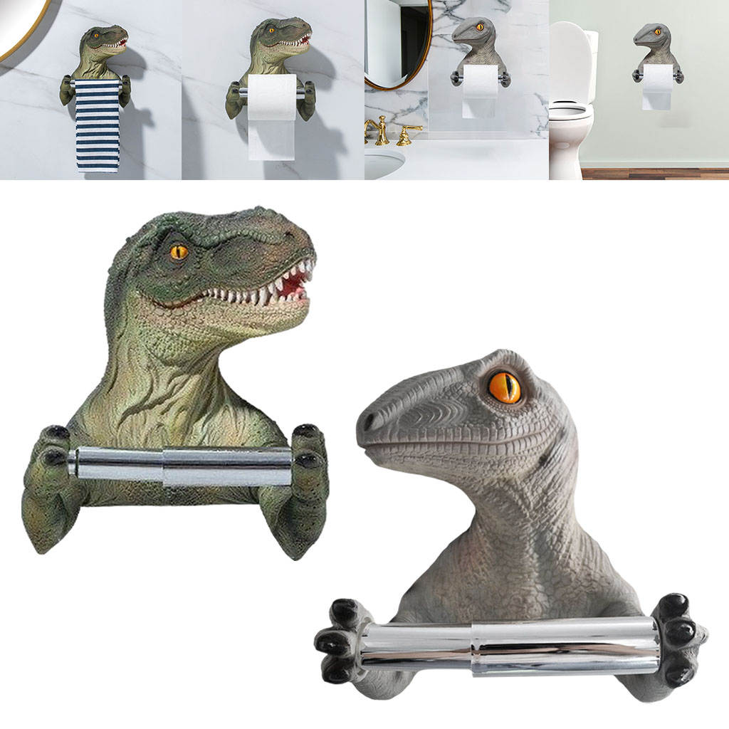 Dinosaur Toilet Paper Holder Wall Hanging Roll Paper Storage Rack for Home Decor