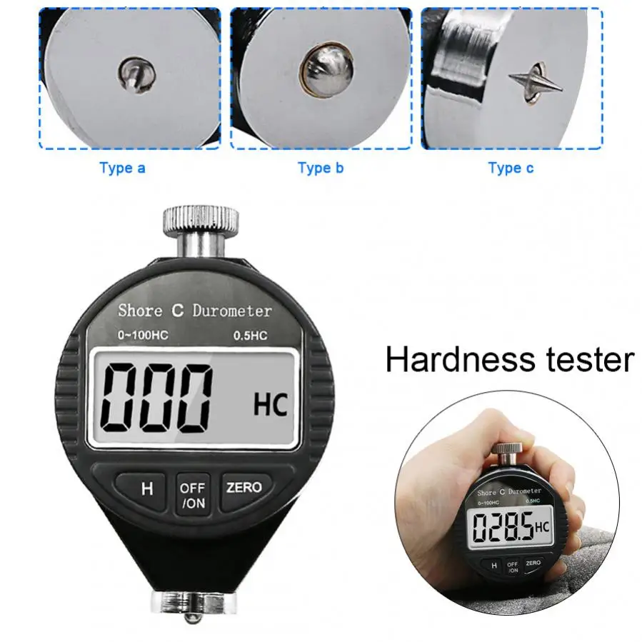 Lee Lead Hardness Tester Digital 100HD C Durometer Shore Rubber Hardness Tester LCD Display Meter Hardness Tester 
