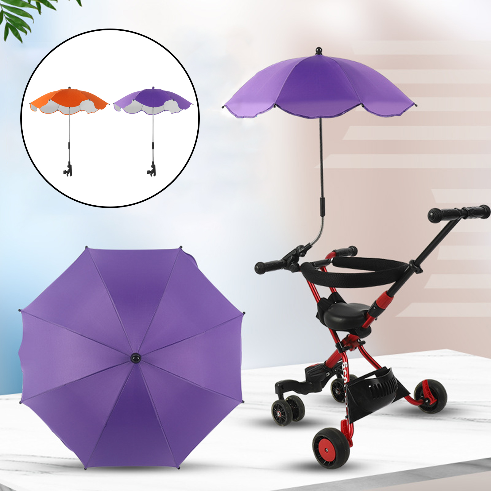 Detachable Baby Stroller Umbrella Pram Trolley UPF50+ Parasol Canopy Cover