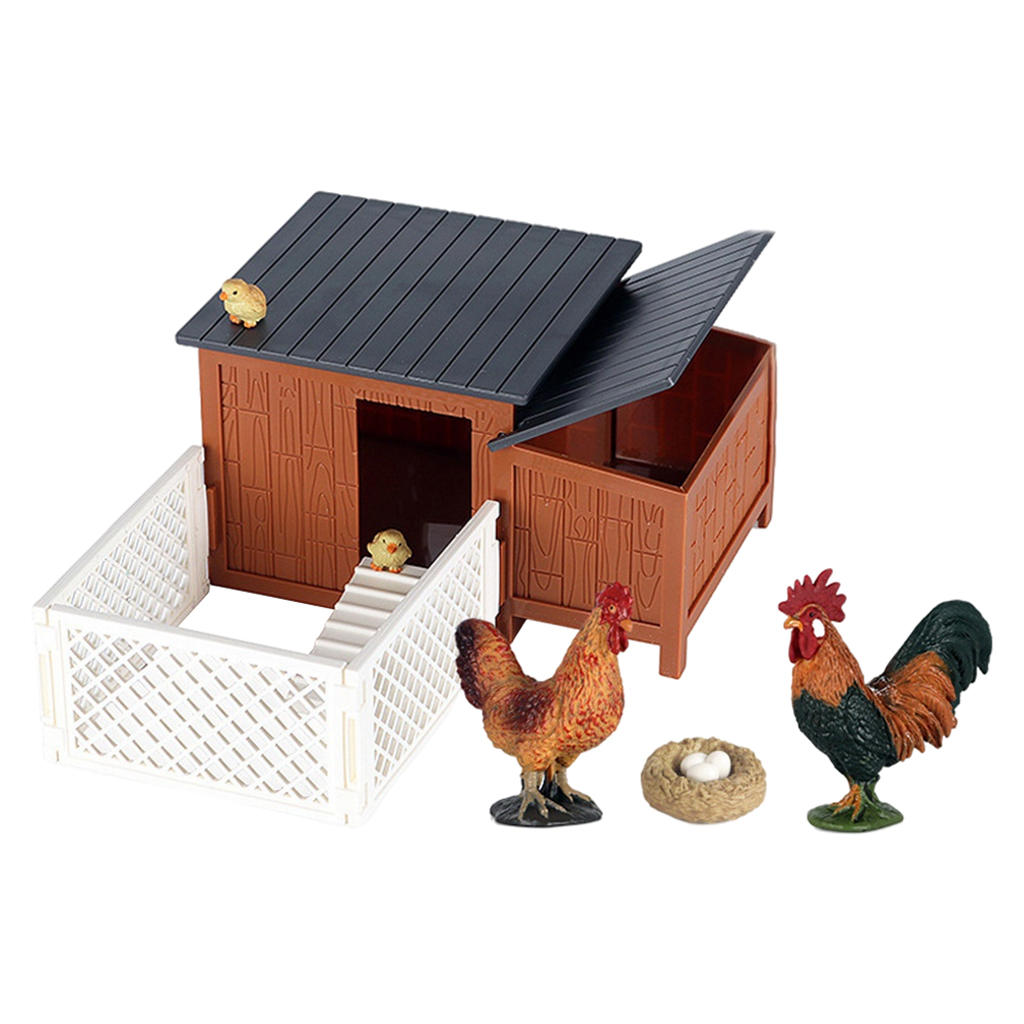 Simulation Farm Animal Model Poultry Micro Landscape Scene House Educational Kid Toy Gift