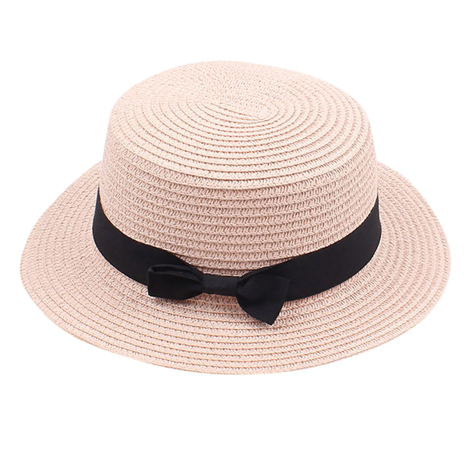 fluffy bucket hat Summer New Women's Sun Hat Bucket Cap Ribbon Flat Top Straw Hats Beach Caps Women Sun Hat Brim Bowknot Straw Outdoor Hat bucket sun hat womens