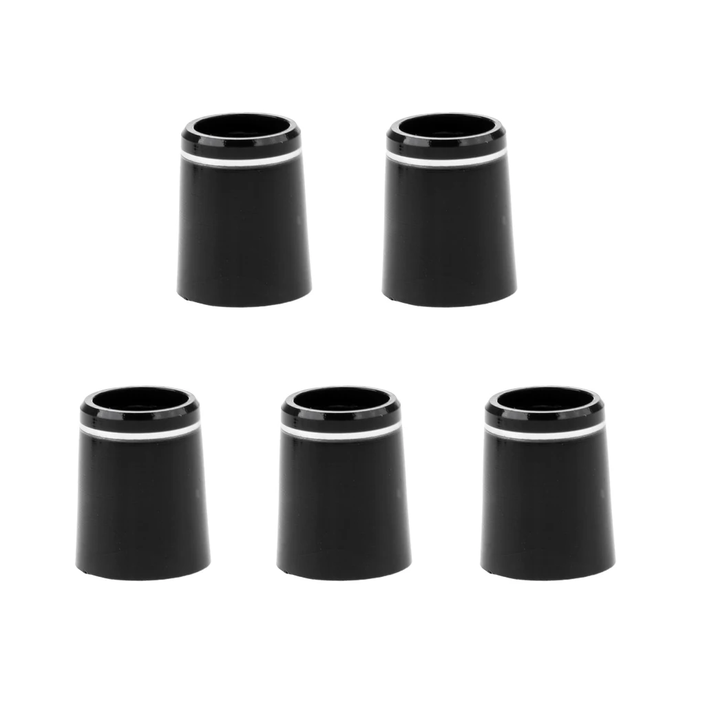 5 Pieces Black Plastic Golf Taper Tip Ferrules Adapter With Single Silver Ring For Irons