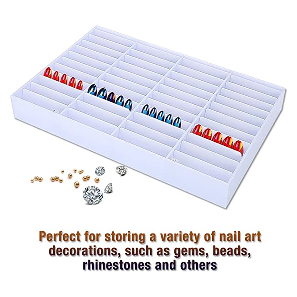 Nail Art Display Box Fake Nail Tips Beads Storage Manicure Tools Organizer