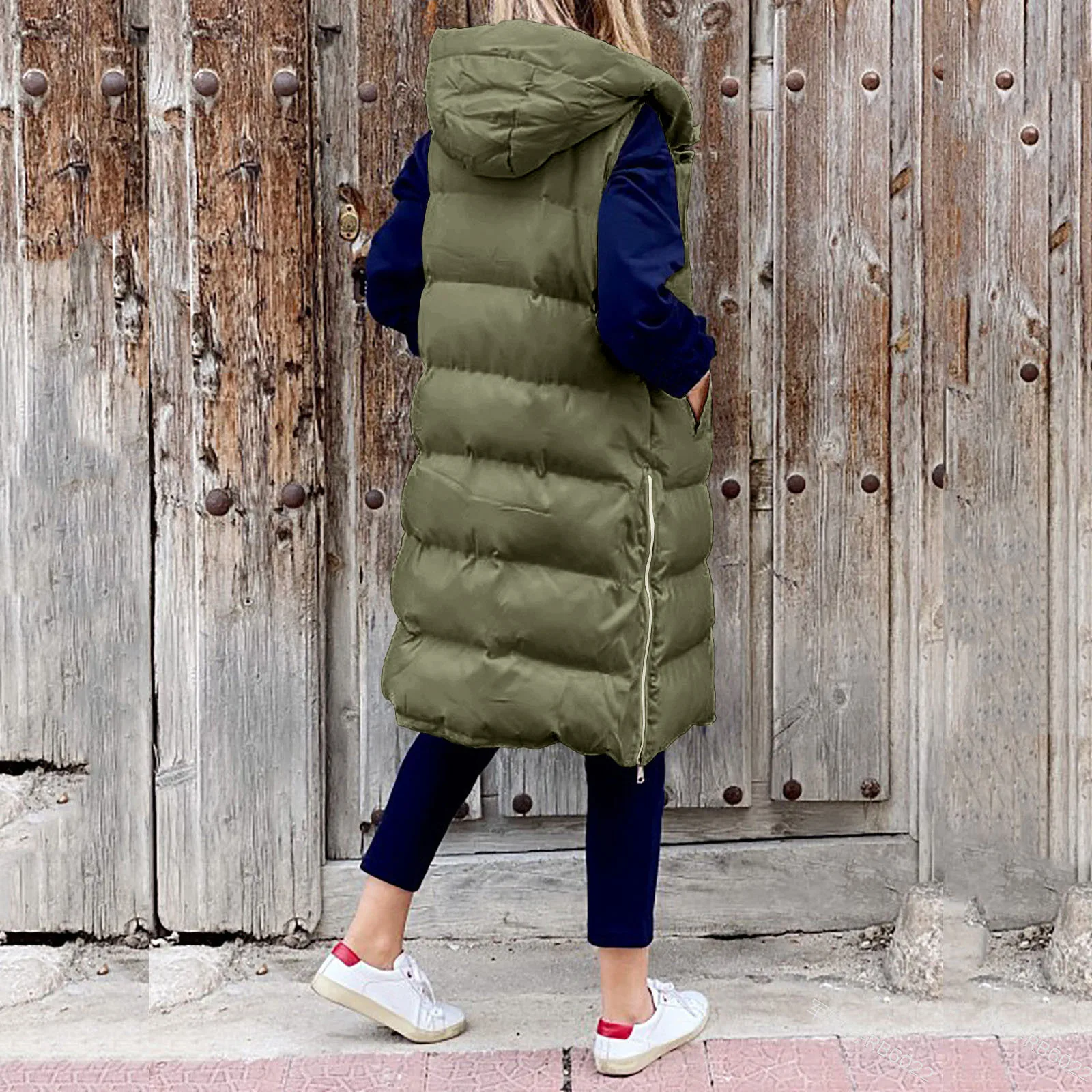 DOYIMBO Long Down Coats for Women with Hood Plus Size Packable Zip Up Puffer Jackets Winter Thick Sleeveless Sweater Vest 