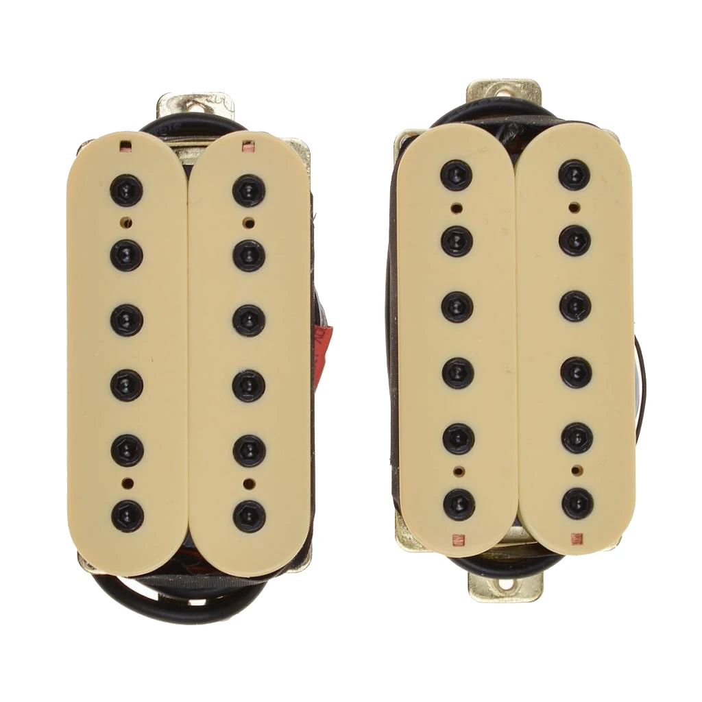 Wired Electric Guitar Humbucker Double Coil Pickup Set Neck+Bridge, Beige