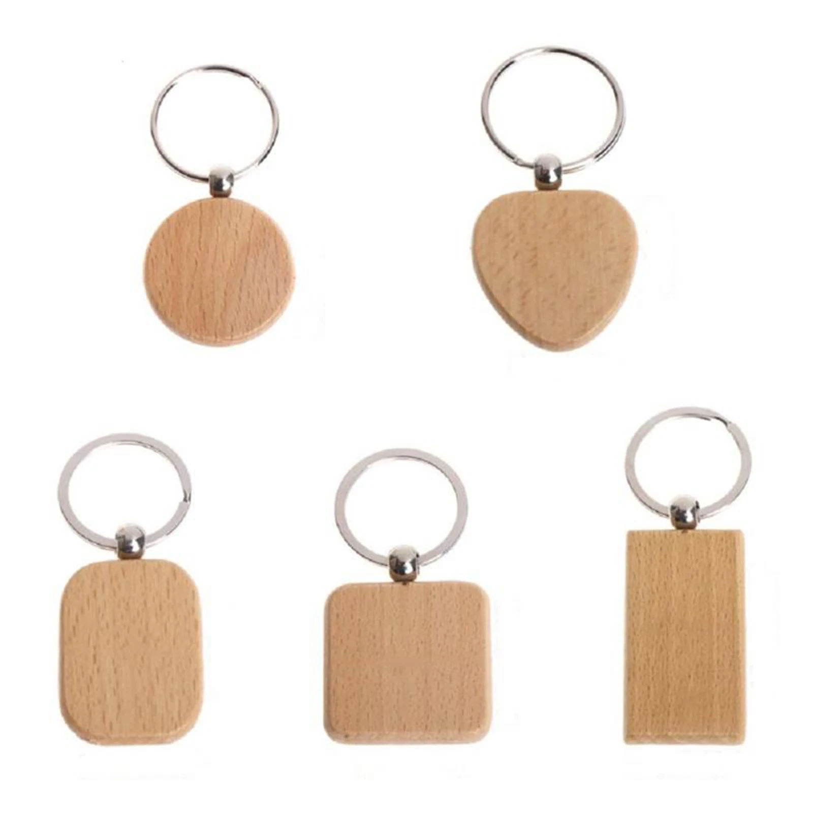 25x Unfinished Blank Plain Wooden Key Chain Wood Keychain Charm Pendant