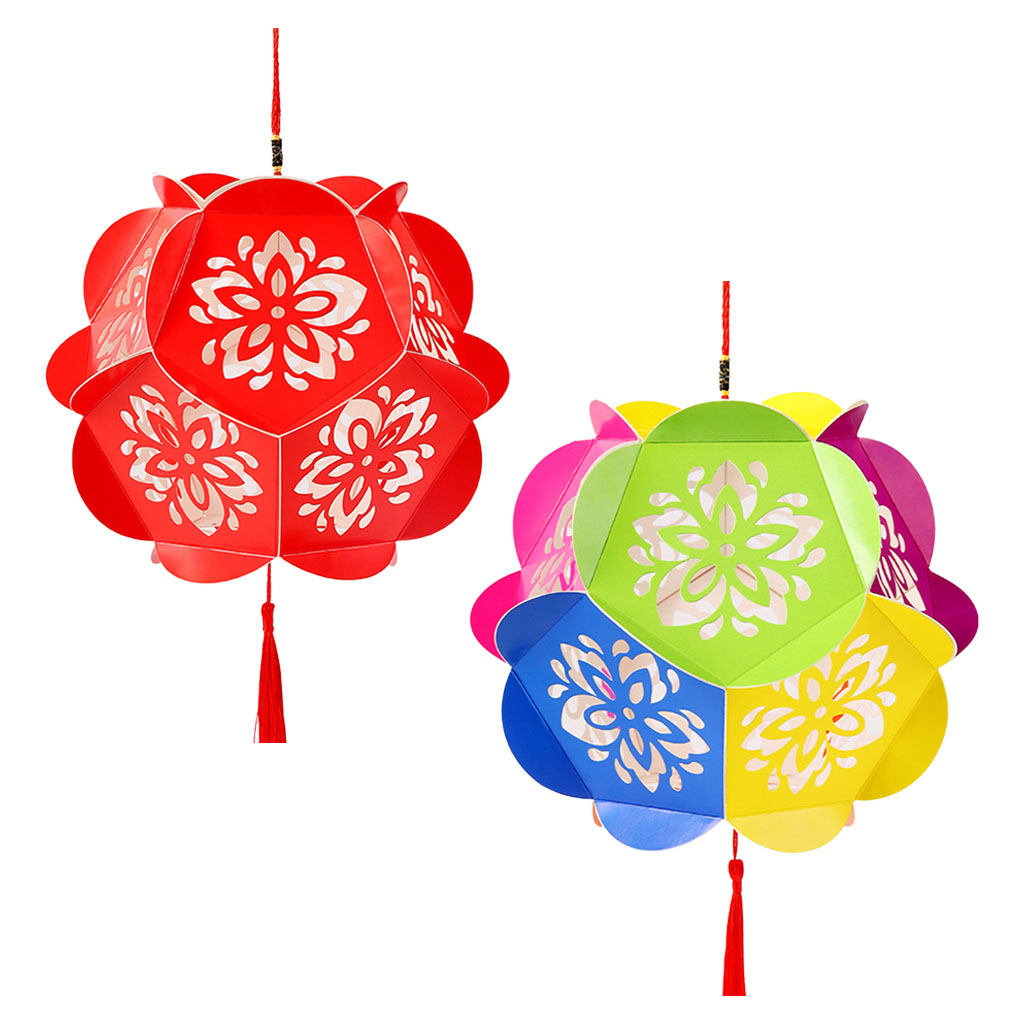 DIY Round Paper Flower Lantern Handcrafts Ornaments Kids Children Handmade Craft Material Package Kit Hanging Decor with Lights