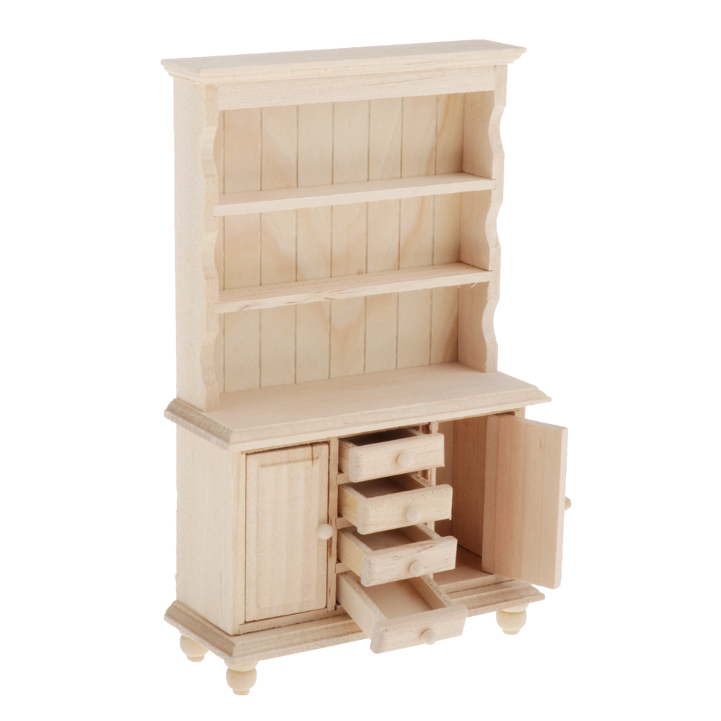 1:12 Doll House Miniatures Storage Bookcase Wooden Craft Cabinet Furniture