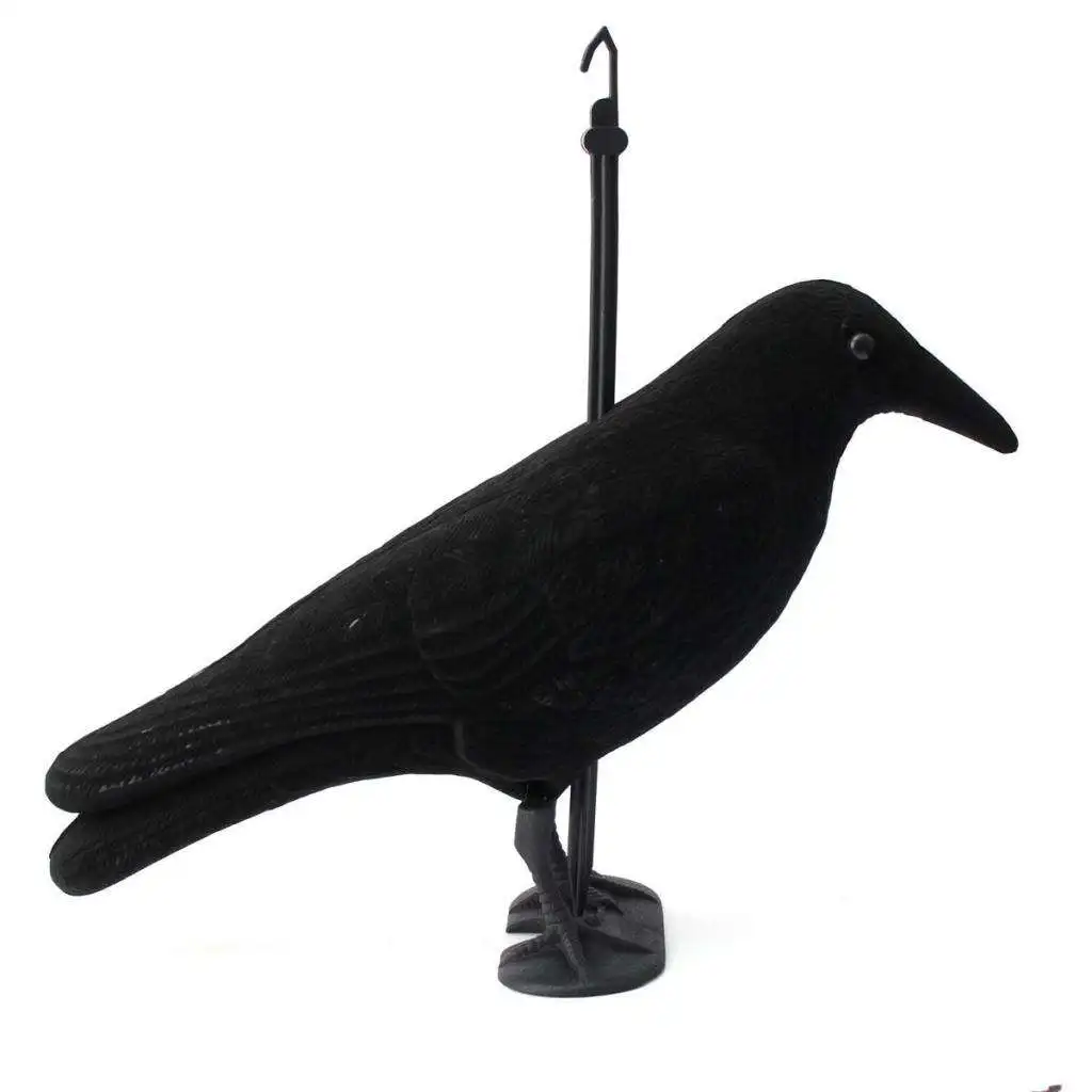 MagiDeal Durable Garden Flocked Hard Plastic Black Crow Hunting Decoy Raven Halloween Prop for Shooting Home Yard Field Decor